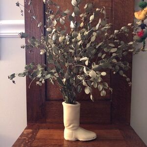 Cream Ceramic Boot Planter